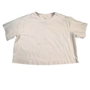 Lululemon Athletica Crop Top Women's Large White Cotton Stretch Activewear Yoga